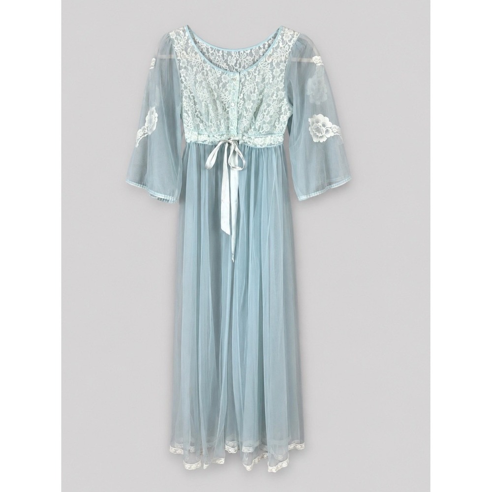Vintage Sheer Embroidered Maxi Dress Romantic Fairy Whimsical Coachella Lace